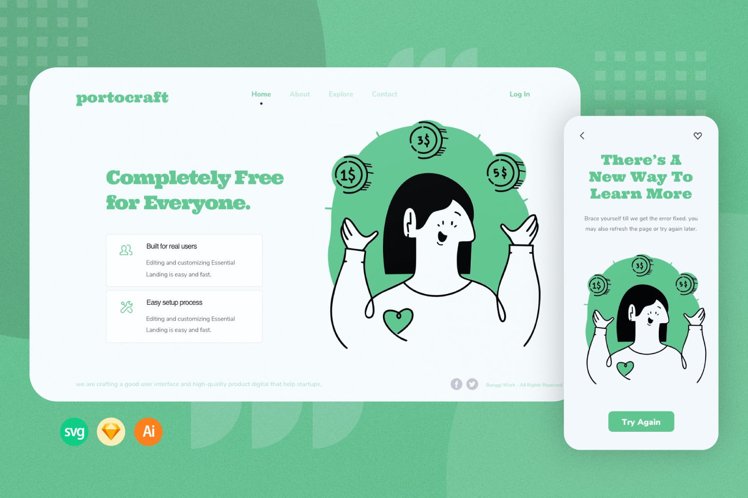 赚钱概念引导页插画模板 Earning Web Onboarding Illustration APP UI sucaiwan.com