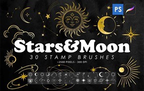 30个占星剪影图案PS笔刷
