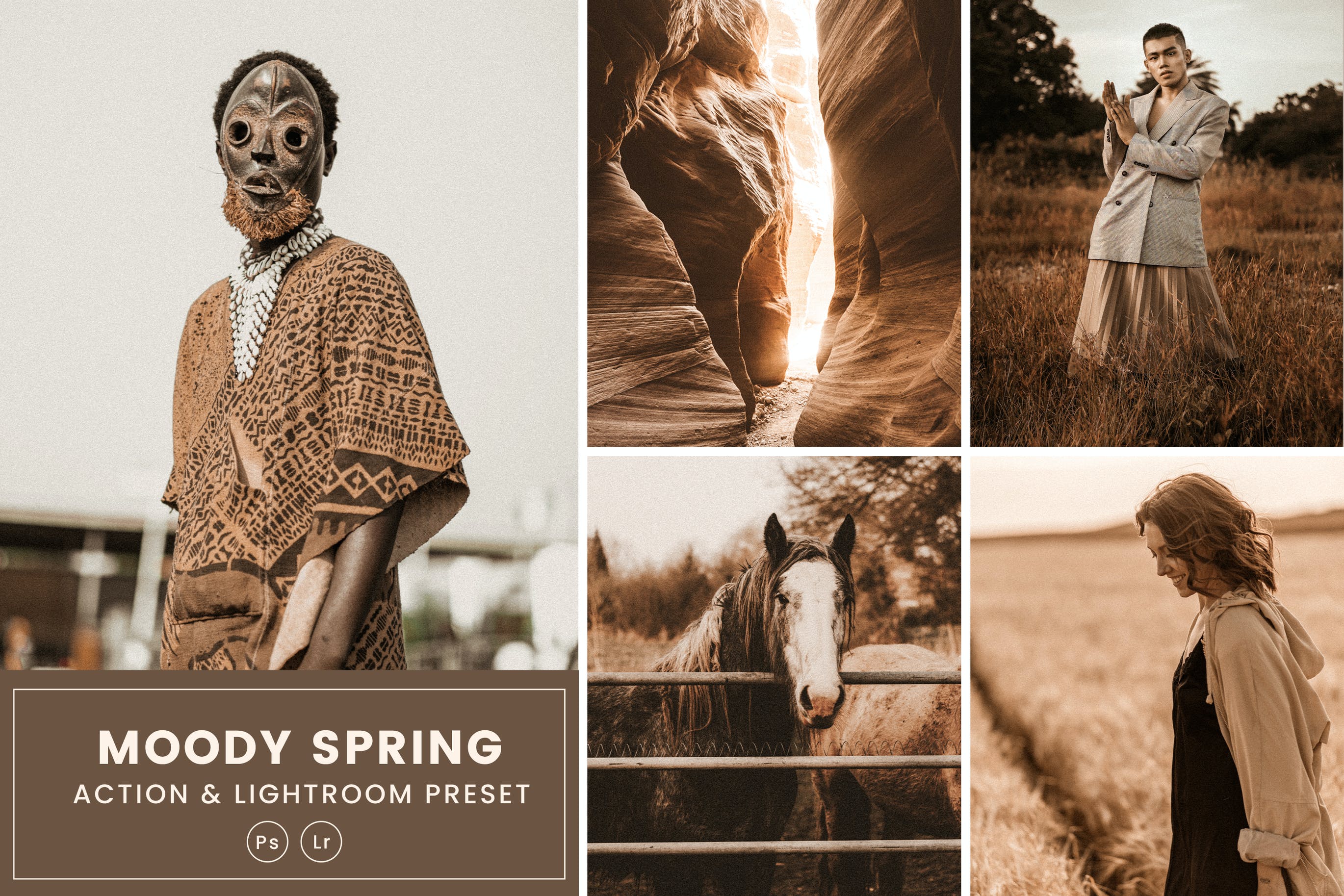 春天图片动作&LR调色滤镜 Moody Spring Action & Lightrom Presets 插件预设 sucaiwan.com