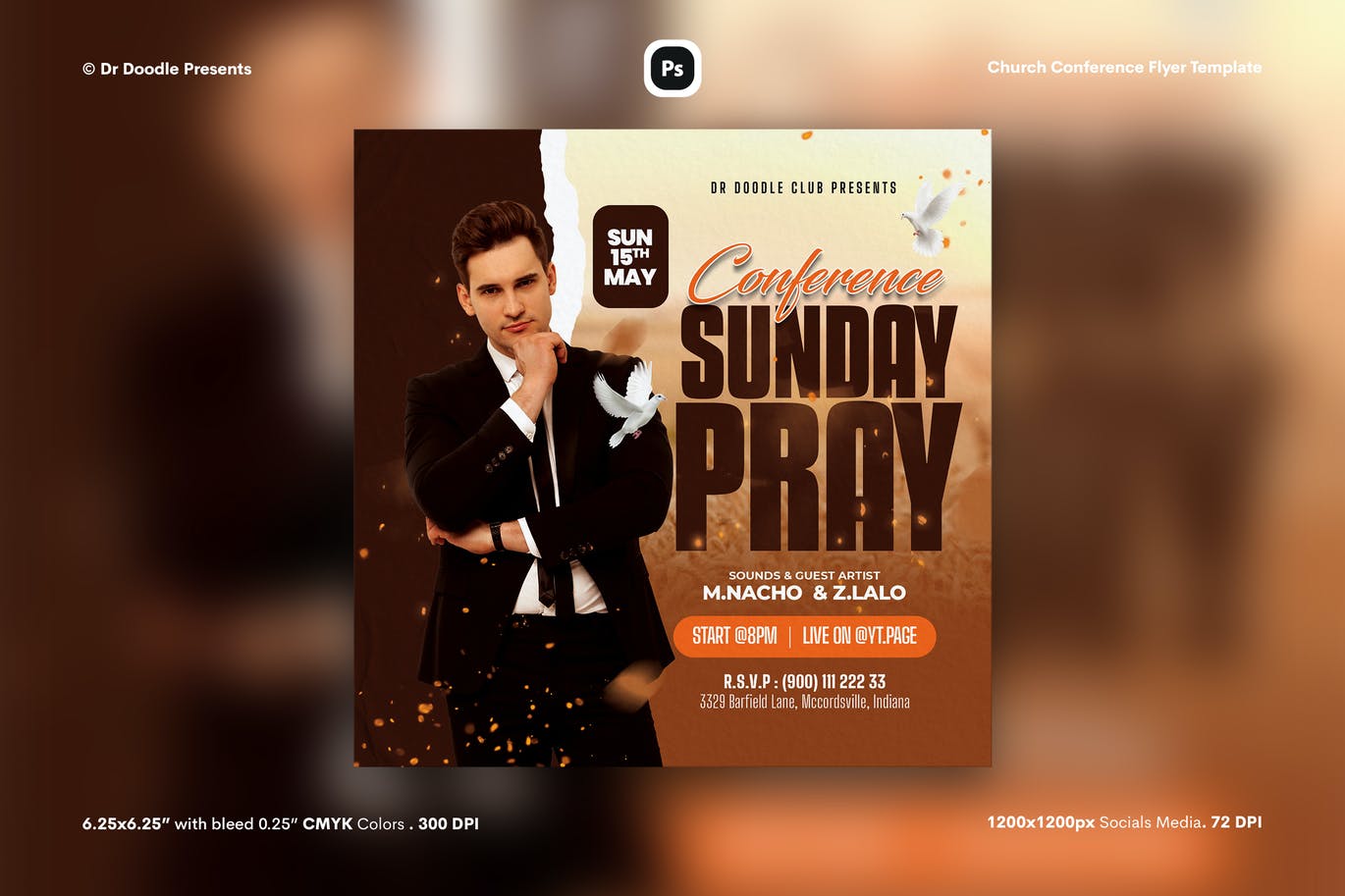 教会会议传单模板下载 Church Conference Flyer 设计素材 sucaiwan.com