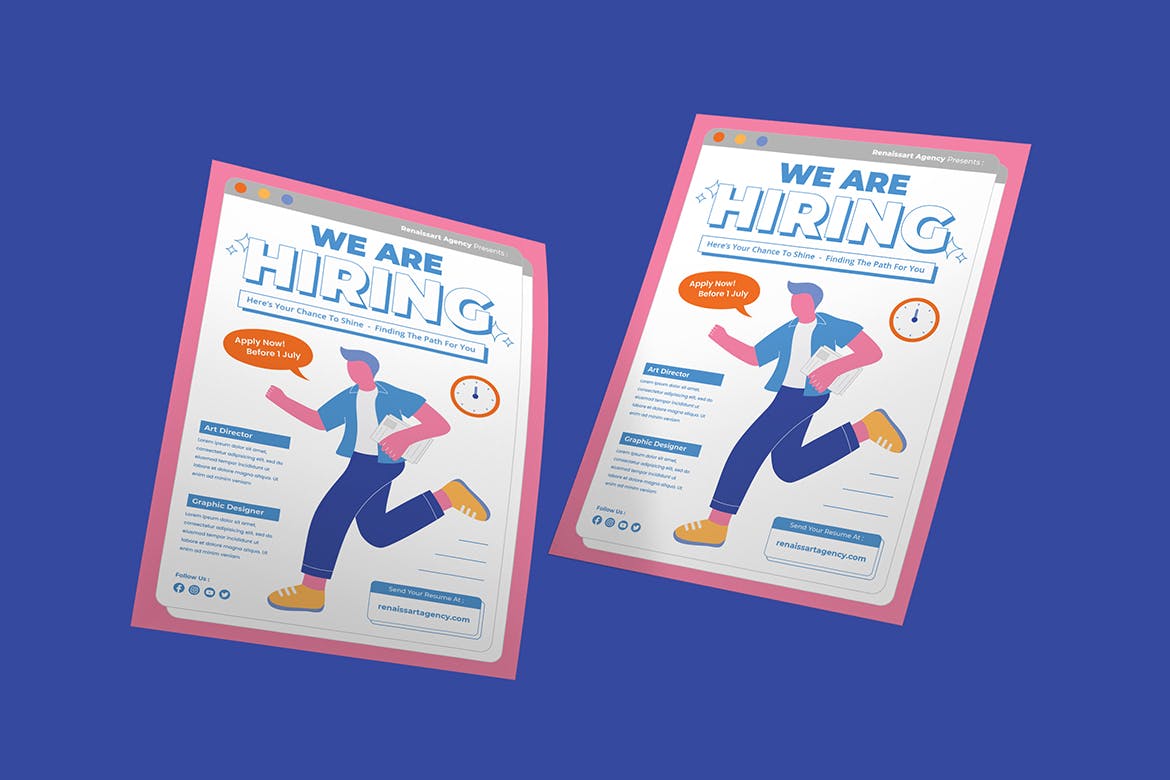 招聘员工海报模板 We Are Hiring Flyer 设计素材 sucaiwan.com