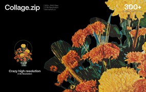300多种高分辨率复古手工贴纸杂志时尚设计元素合集 blkmarket collage
