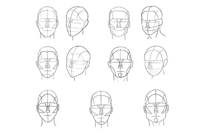 10种男性脸型Procreate线稿笔刷 笔刷资源 sucaiwan.com