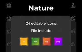 自然主题轮廓图标集 Nature Outline Icon Set