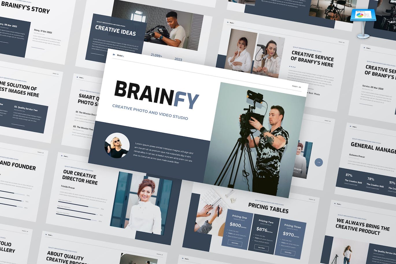 照片视频工作室Keynote幻灯片模板下载 Brainfy – Photo Video Studio Keynote Template 幻灯图表 sucaiwan.com