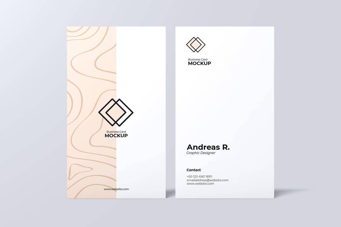 竖版名片设计演示样机 Portrait Business Card Mockup 样机素材 sucaiwan.com
