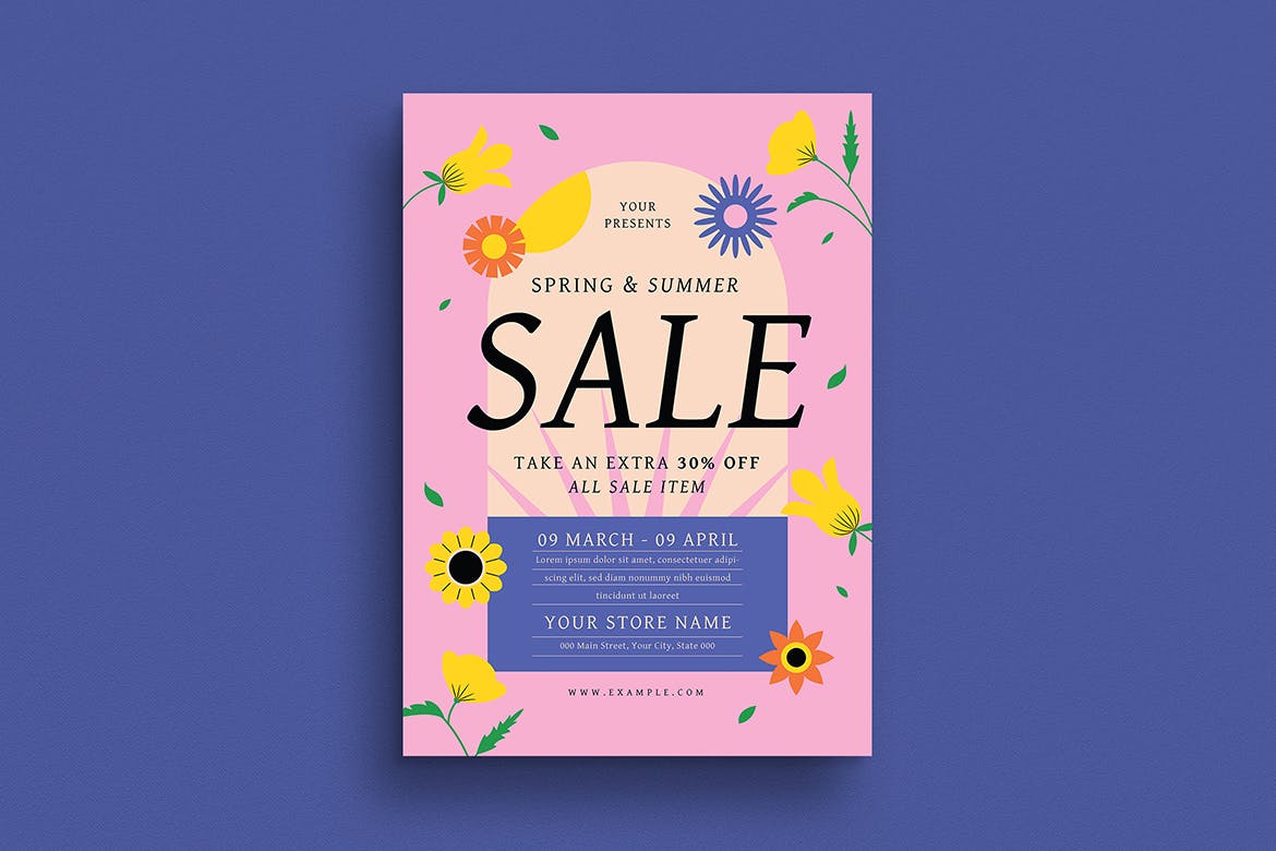 春季促销活动传单素材 Spring Sale Event Flyer Set 设计素材 sucaiwan.com