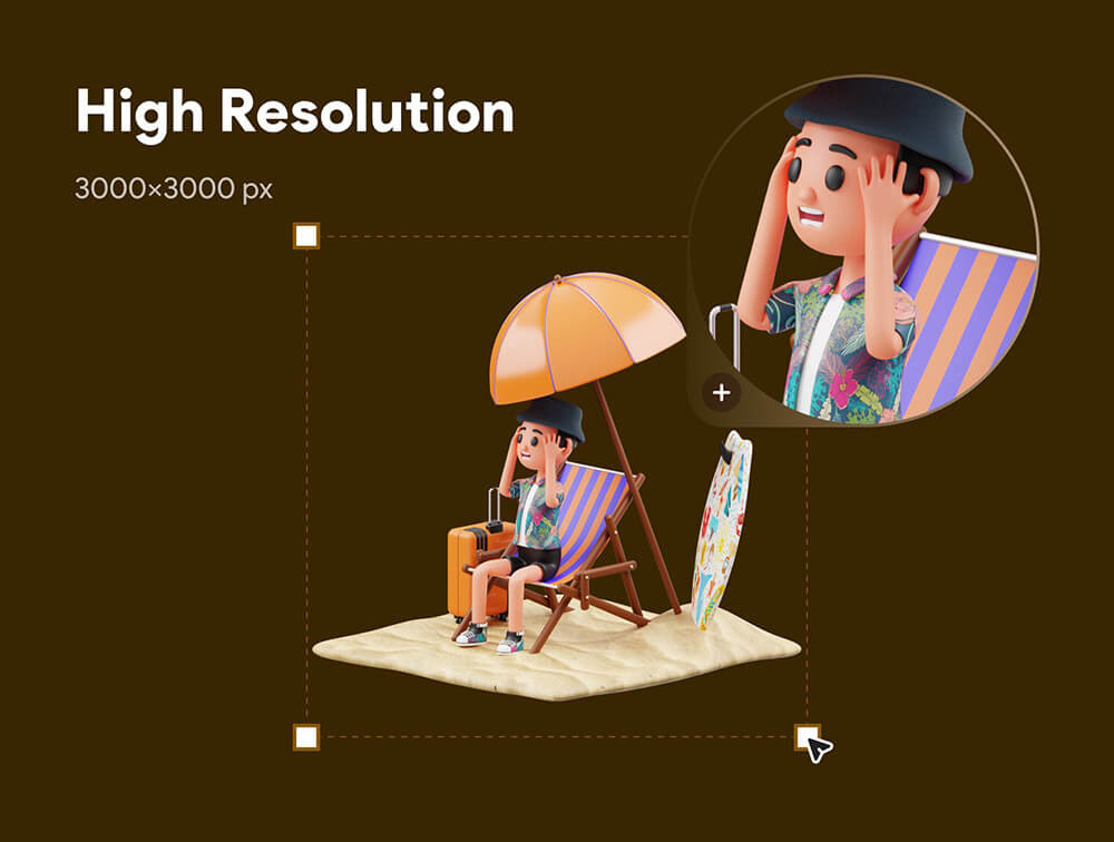 暑假假期3D人物插画素材 图片素材 sucaiwan.com