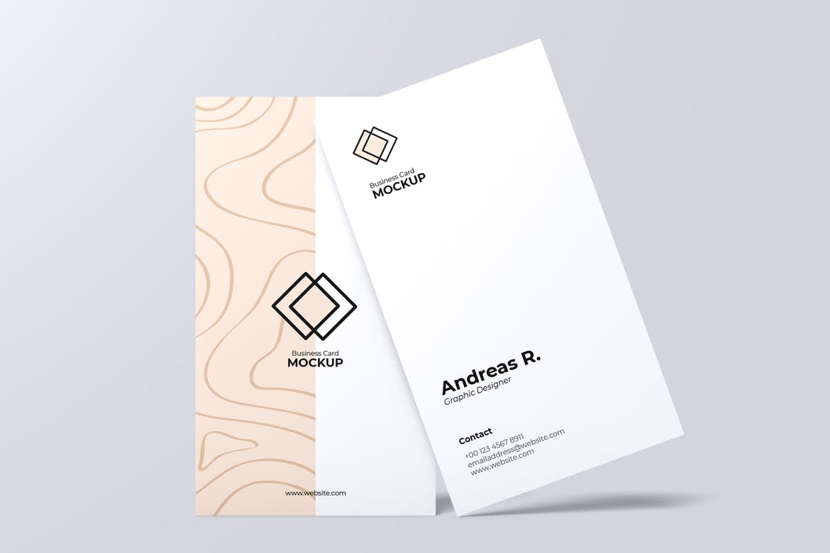 竖版名片设计演示样机 Portrait Business Card Mockup 样机素材 sucaiwan.com