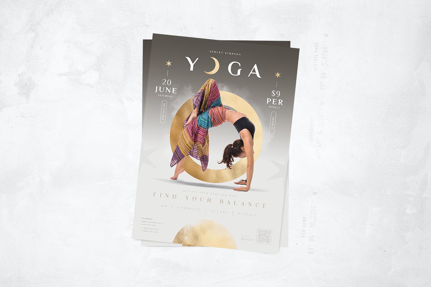 瑜伽课程宣传单模板 Yoga Flyer 设计素材 sucaiwan.com