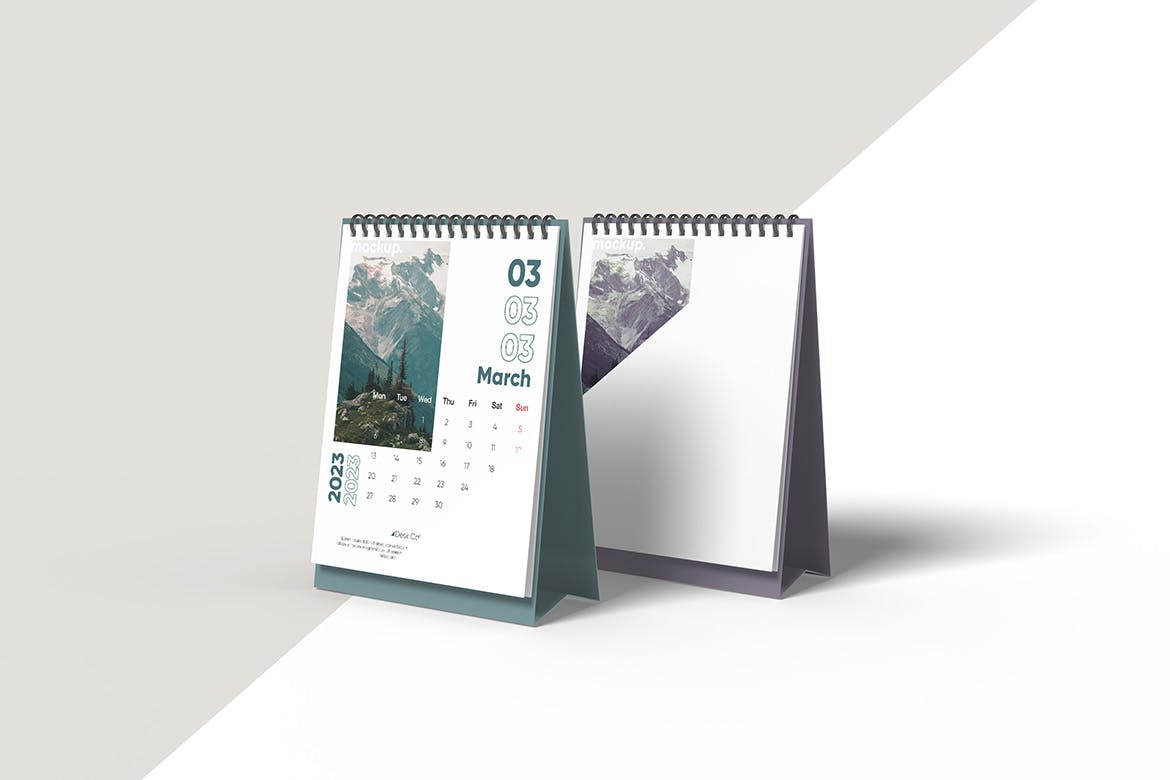 螺旋活页台历日历设计样机 2023 Desk Calendar Mockup 样机素材 sucaiwan.com