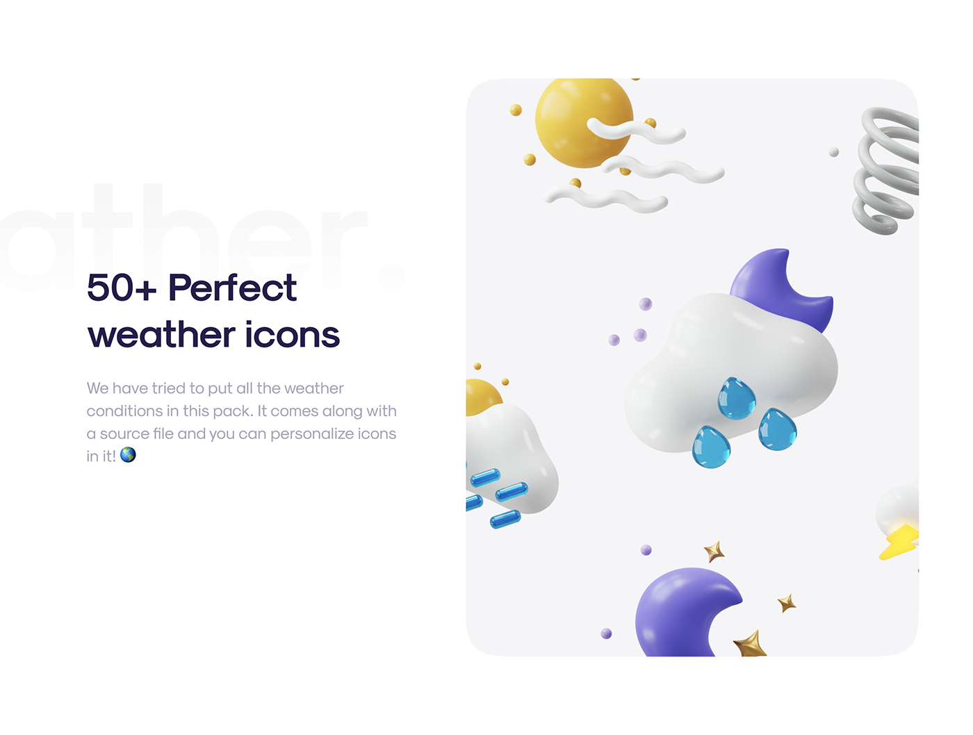50多个3D高分辨率原始风格和粘土风格完美天气图标包 Weatherly 3D icons – 50+ Weather icons 图标素材 第3张-素材湾丨精选海外优质设计素材资源 50多个3D高分辨率原始风格和粘土风格完美天气图标包 Weatherly 3D icons – 50+ Weather icons 图标素材 sucaiwan.com