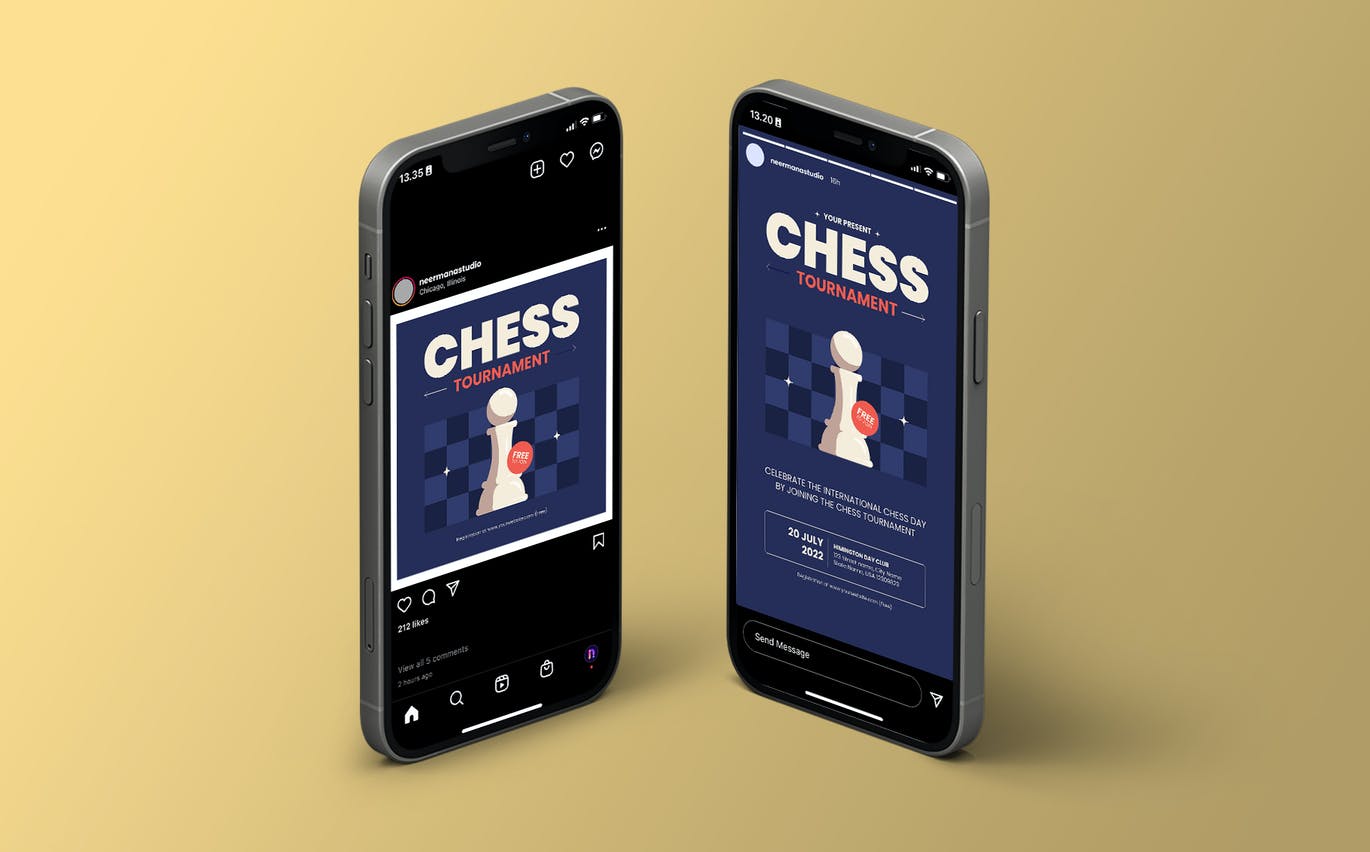 国际象棋比赛海报模板下载 Chess Tournament Flyer Template 设计素材 sucaiwan.com