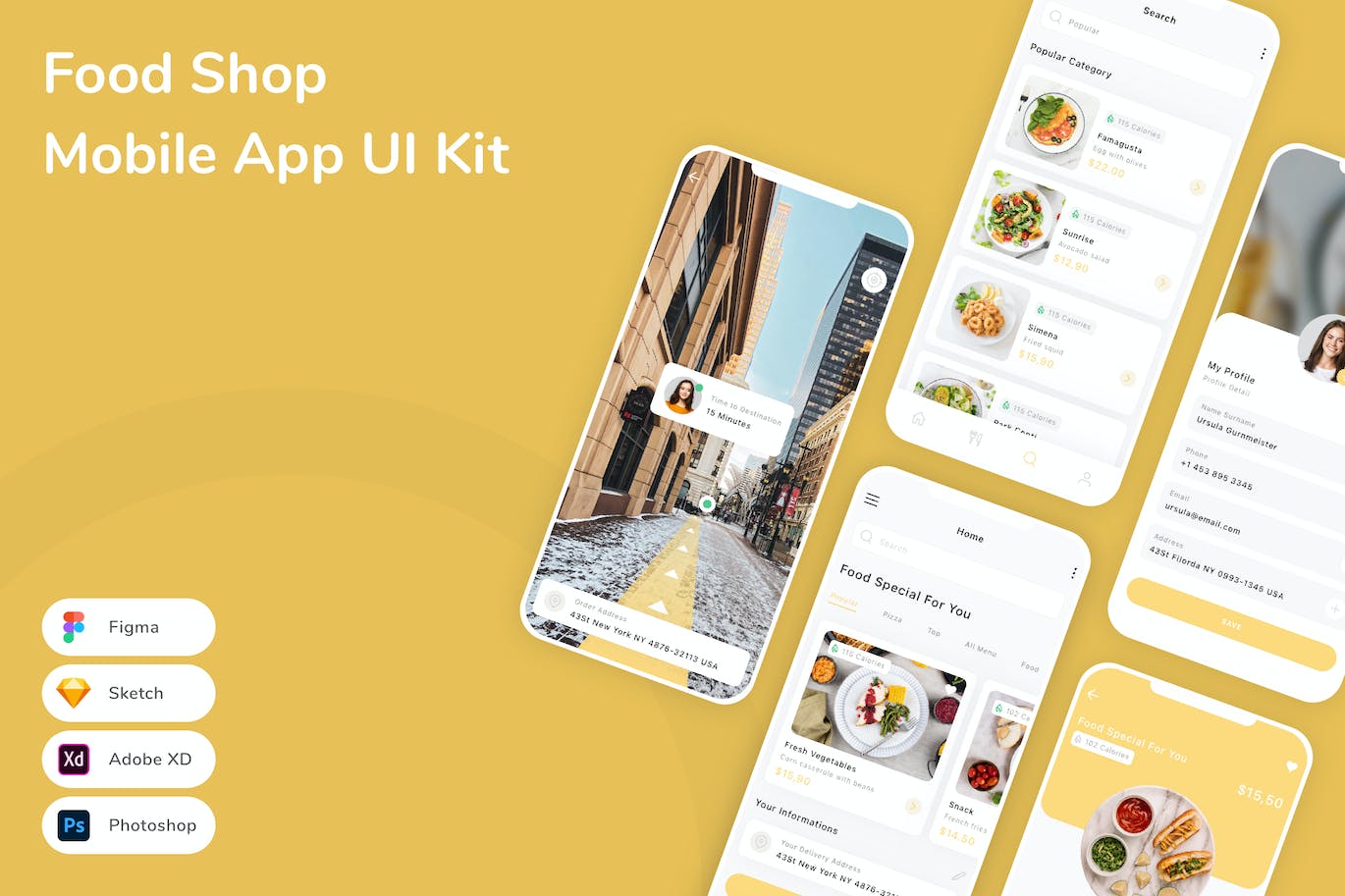 食品店App应用程序UI工具包素材 Food Shop Mobile App UI Kit APP UI sucaiwan.com