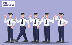 飞行员人物角色插画集 Pilot – Character Set Illustration