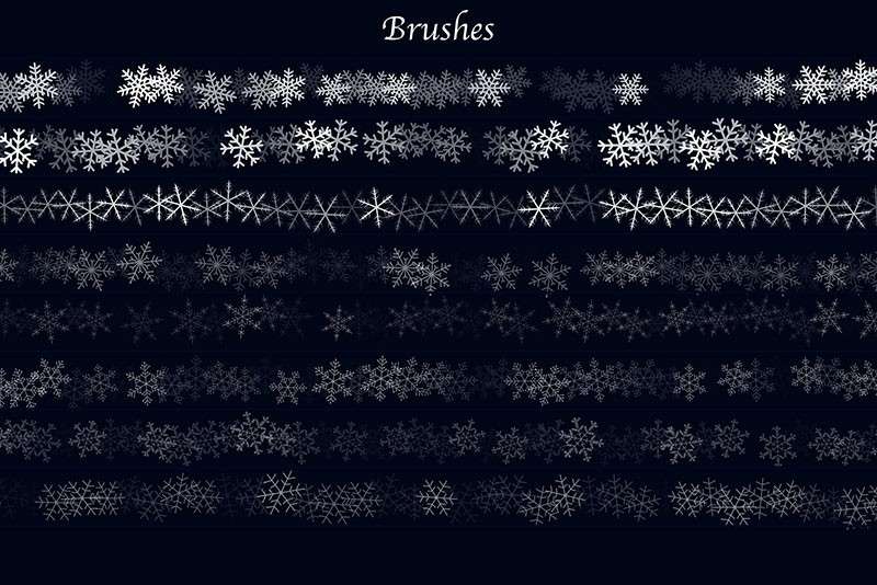 Photoshop雪花冰花笔刷和图案套装 笔刷资源 sucaiwan.com