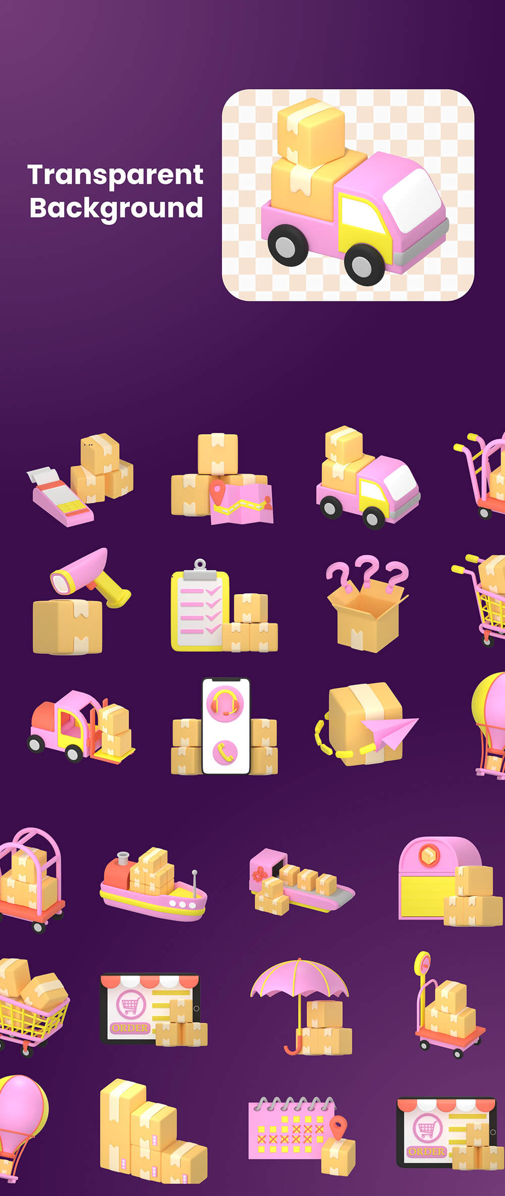 3D交付服务图标插画 图标素材 sucaiwan.com