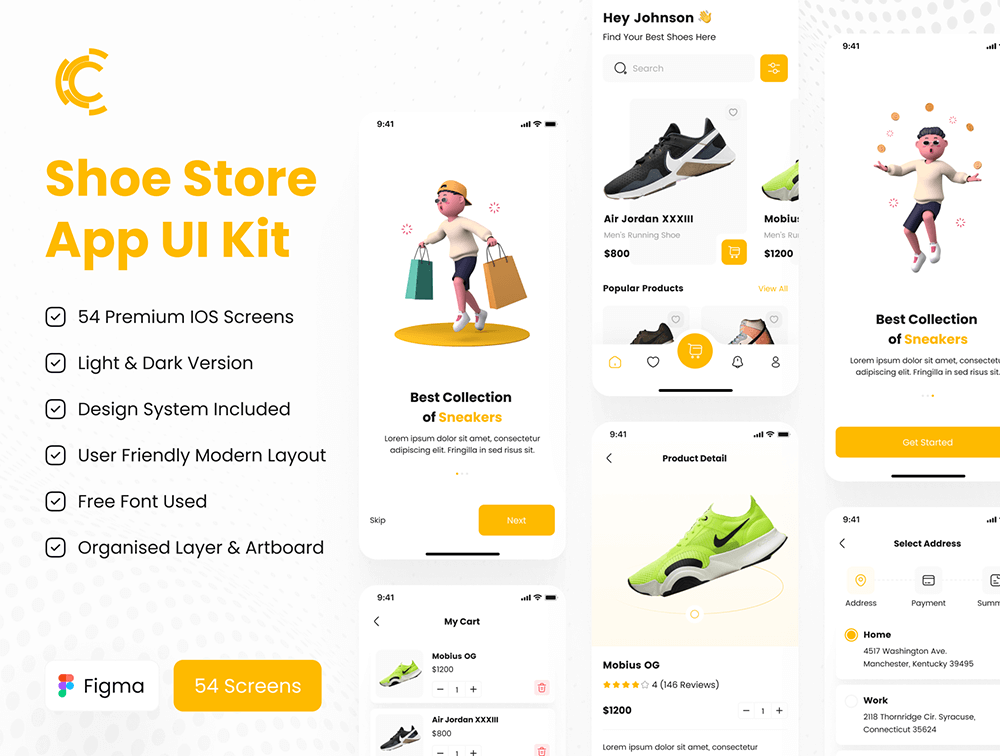鞋店应用程序iOS UI套件 APP UI sucaiwan.com