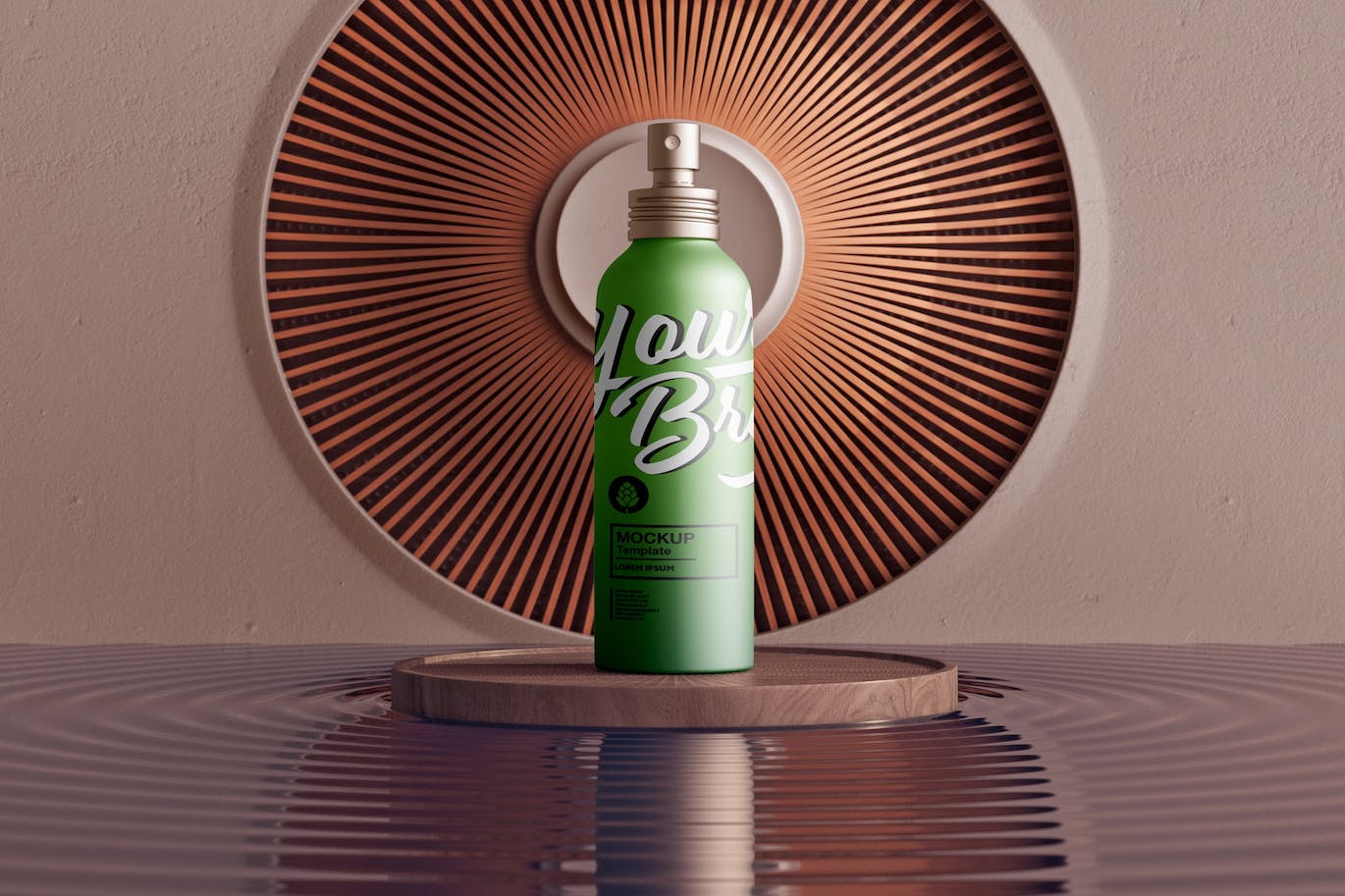 金属化妆品喷雾瓶设计展示场景样机 Metallic Cosmetic Spray Bottle Scene Mockup 样机素材 sucaiwan.com