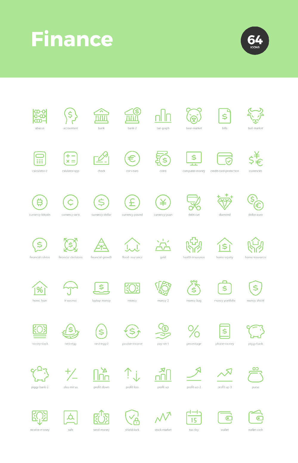 64个金融财务图标 图标素材 sucaiwan.com
