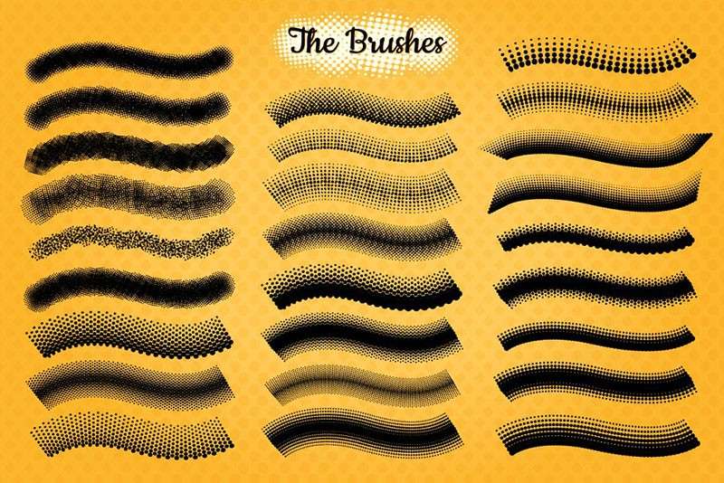 Illustrator半色调点状图案笔刷 笔刷资源 sucaiwan.com