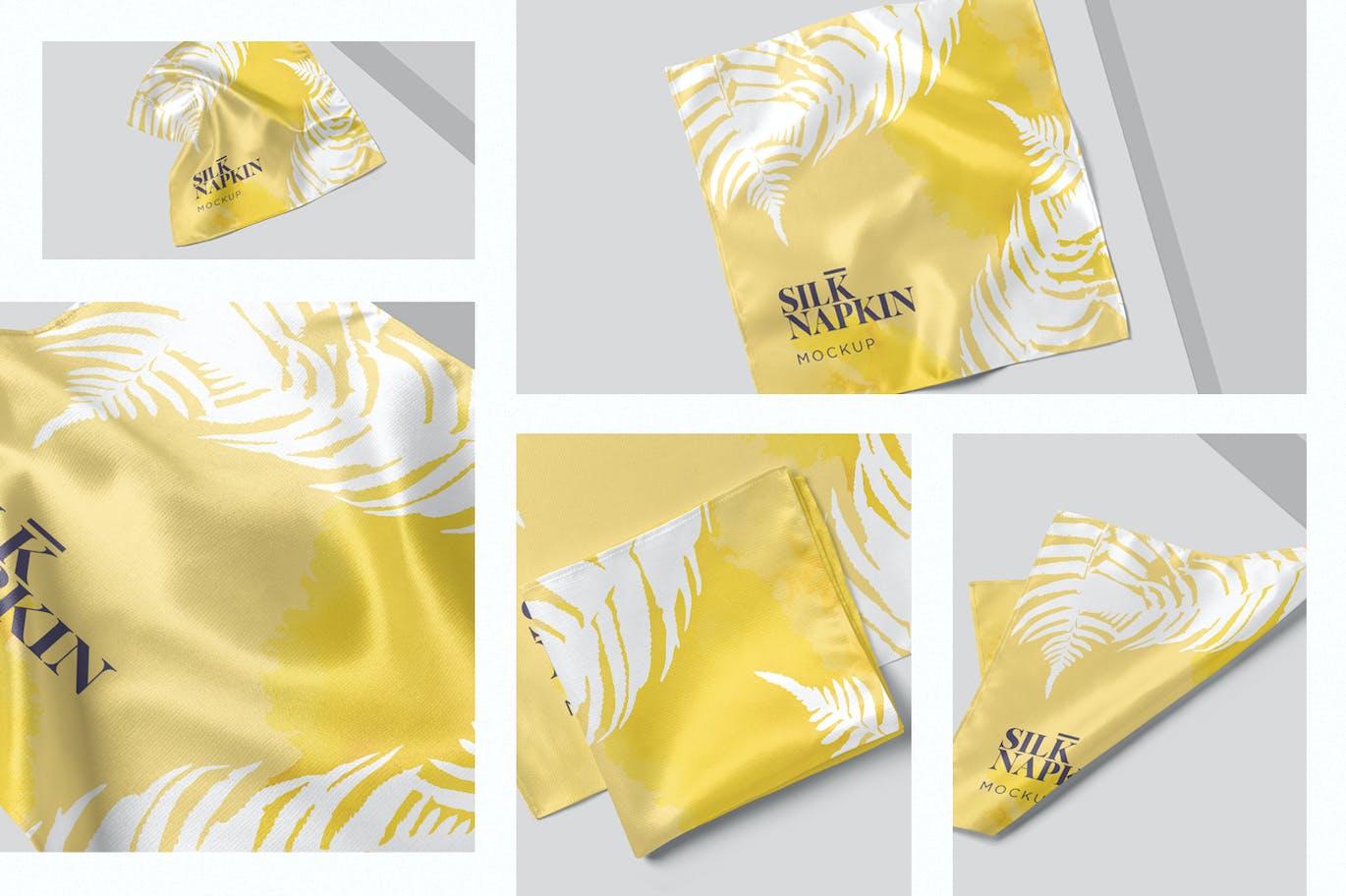 丝绸餐巾设计样机 Silk Napkin Mockups 样机素材 sucaiwan.com