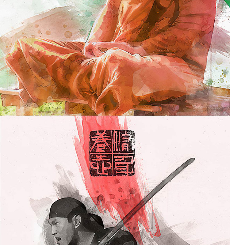 PS插件：PS动作特效插件 中国风照片一键生成手绘水墨水彩画效果设计素材 插件预设 sucaiwan.com