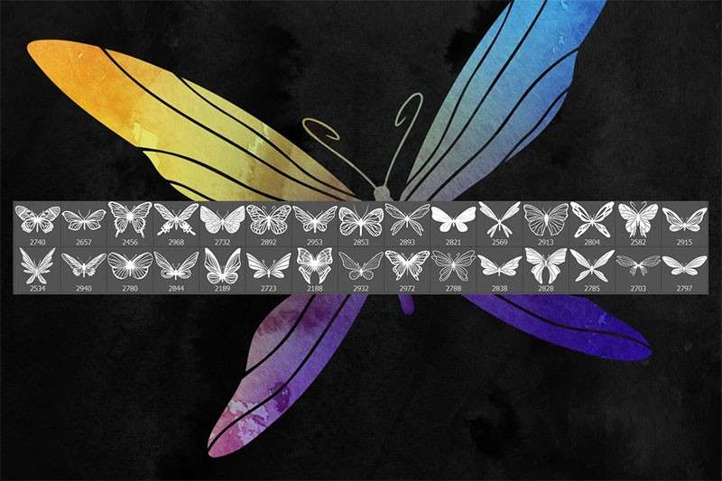 漂亮的蝴蝶剪影图案PS笔刷 笔刷资源 sucaiwan.com