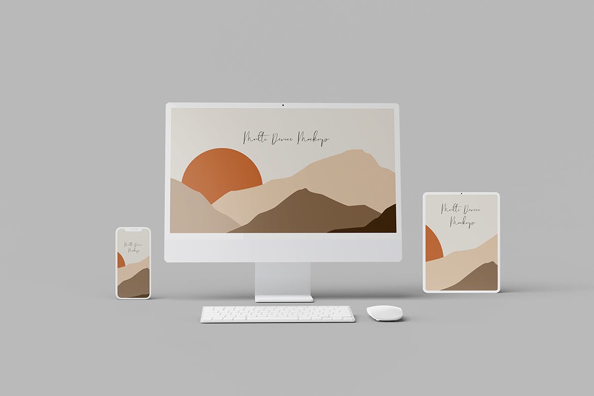 多设备响应式屏幕粘土样机v2 Multi Device Clay Mockup V.2 样机素材 sucaiwan.com