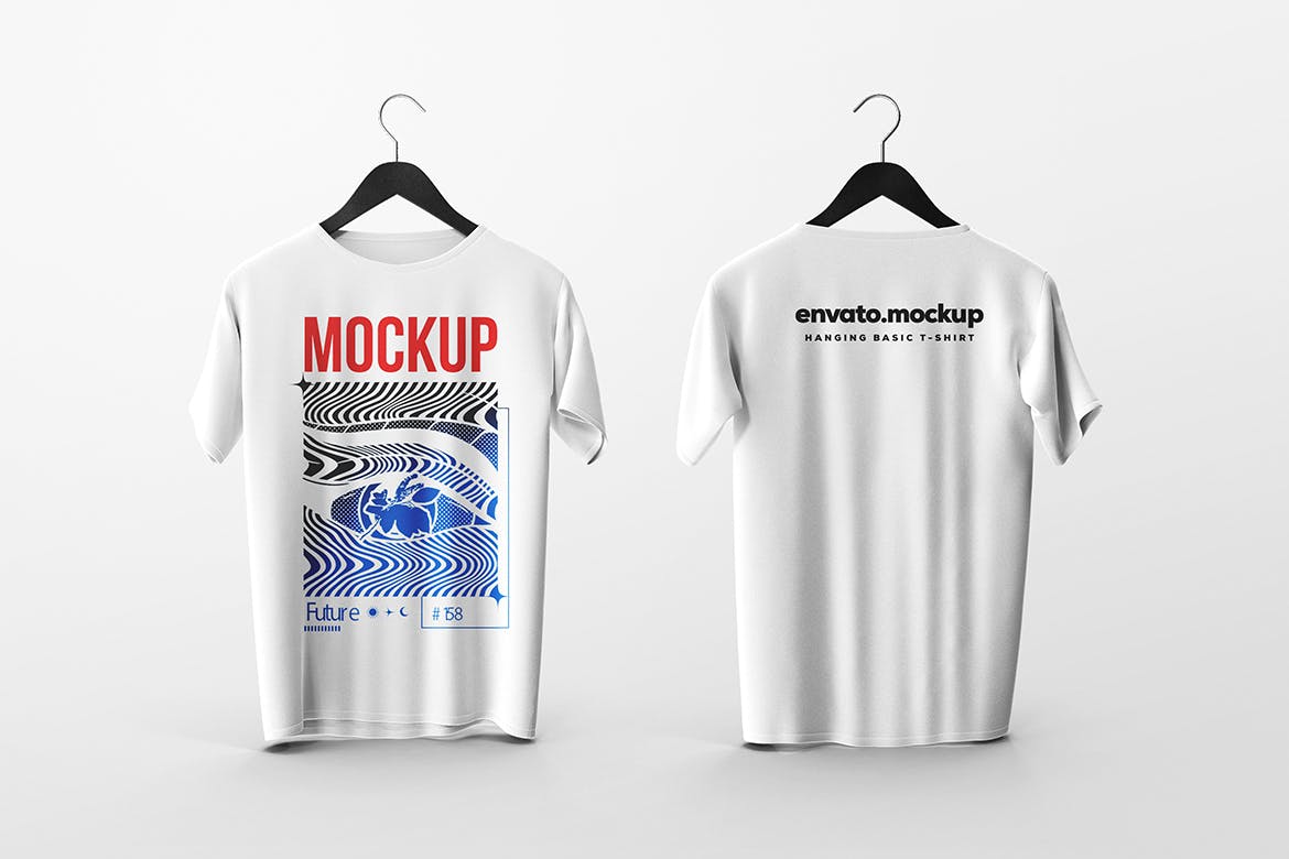 晾挂宽松T恤设计样机 Hanging Basic T-Shirt Mockup 样机素材 sucaiwan.com