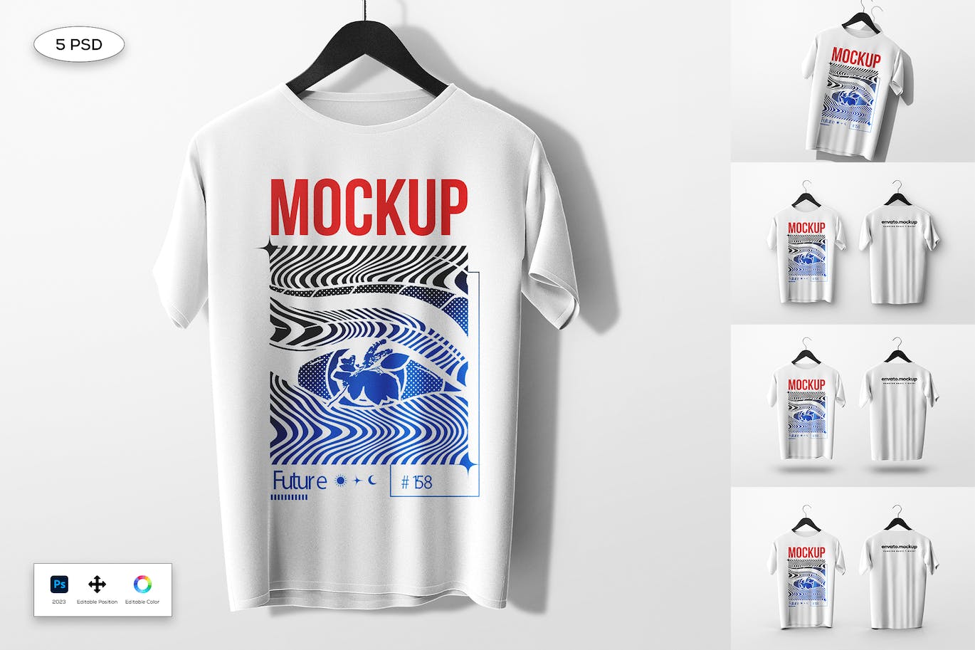 晾挂宽松T恤设计样机 Hanging Basic T-Shirt Mockup 样机素材 sucaiwan.com