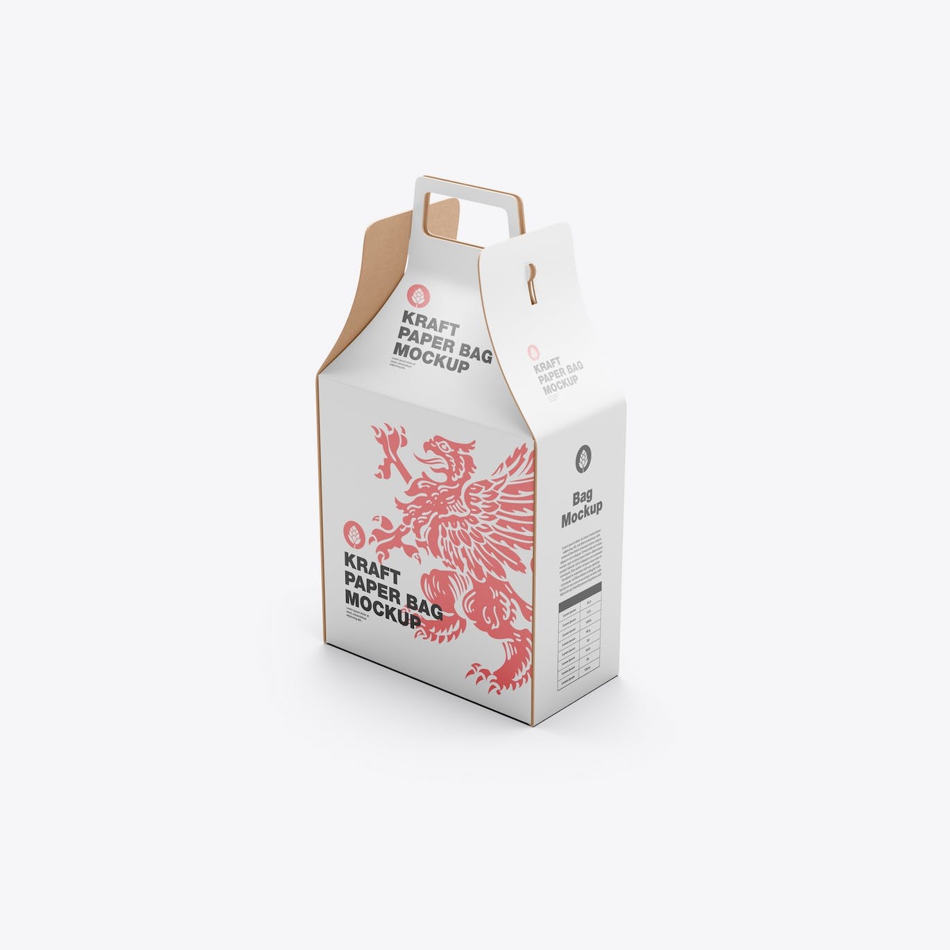 带把手的牛皮纸盒包装设计样机 Kraft Box Mockup with Handle 样机素材 sucaiwan.com