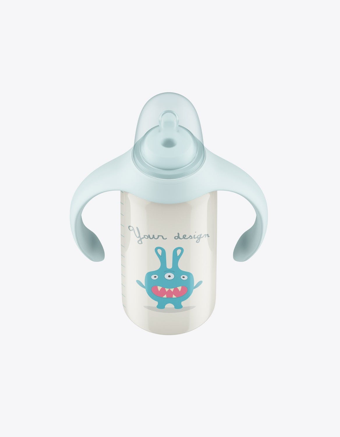 带手柄的婴儿奶瓶样机模板 Baby Bottle with Handles Mockup 样机素材 sucaiwan.com