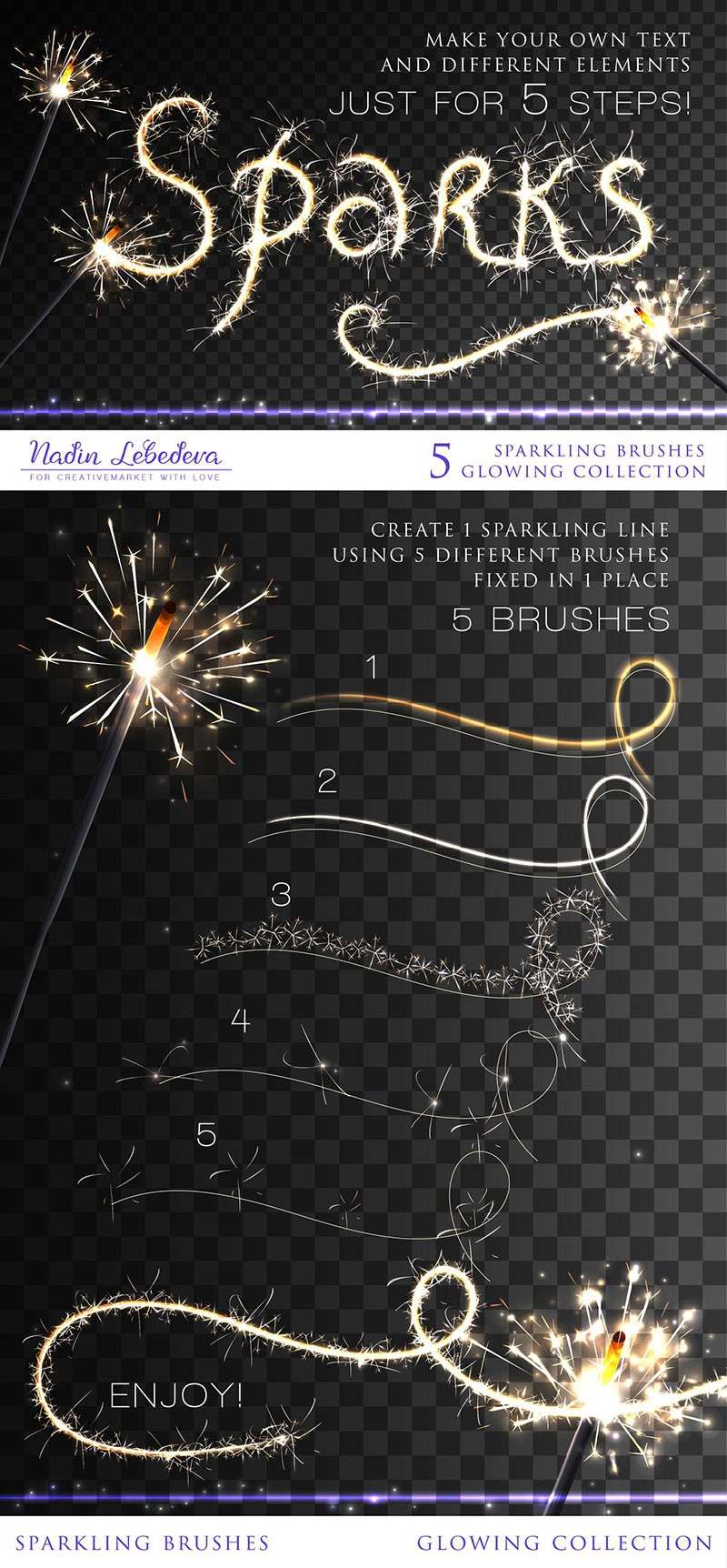 烟花矢量素材和AI笔刷套装 笔刷资源 sucaiwan.com