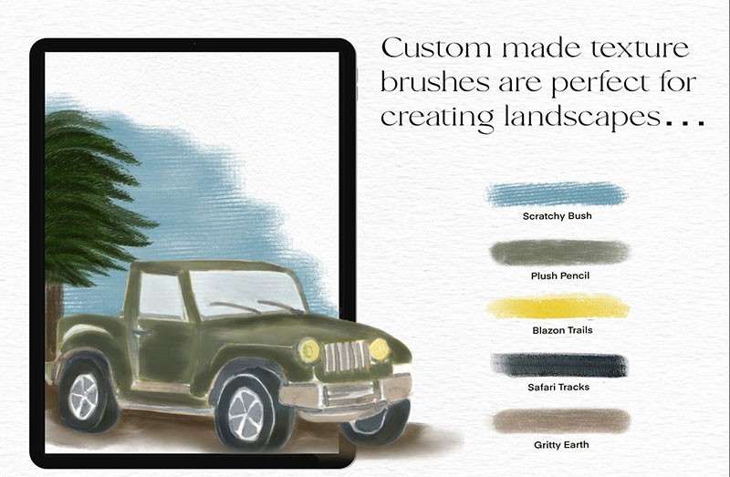 Procreate景观和纹理笔刷套装 笔刷资源 sucaiwan.com