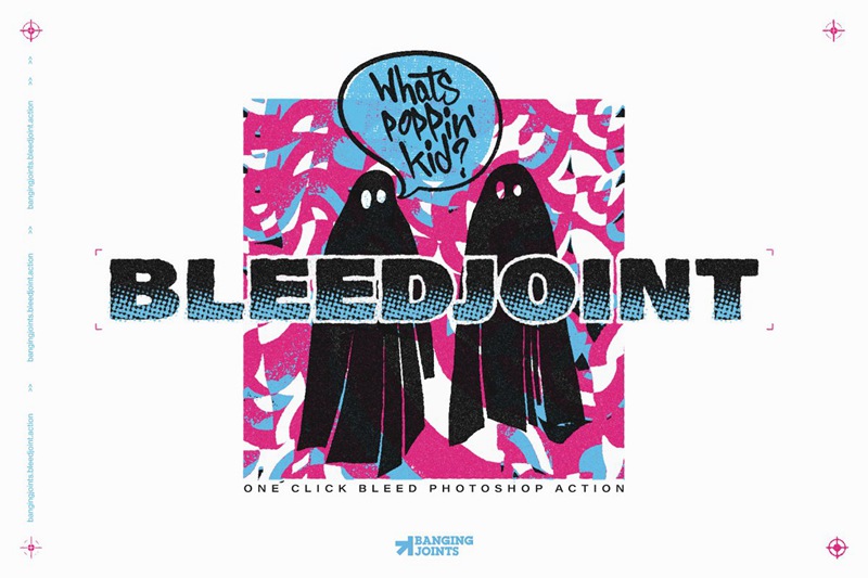 潮流复古做旧艺术半色调颗粒印刷效果PS动作素材 BleedJoint Effect Action 插件预设 sucaiwan.com