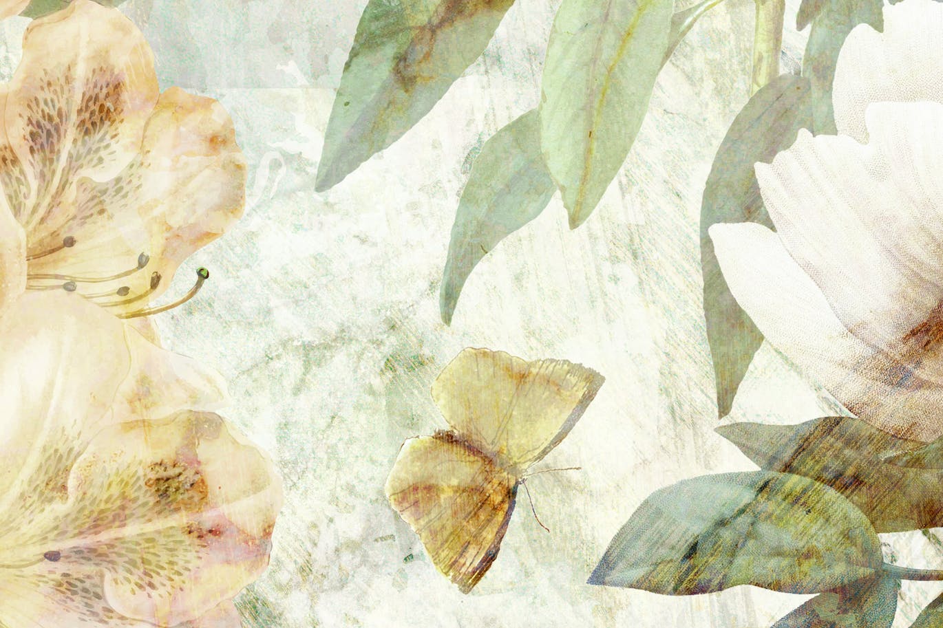 古老壁画花卉图案素材 Old Fresco Flowers 图片素材 sucaiwan.com