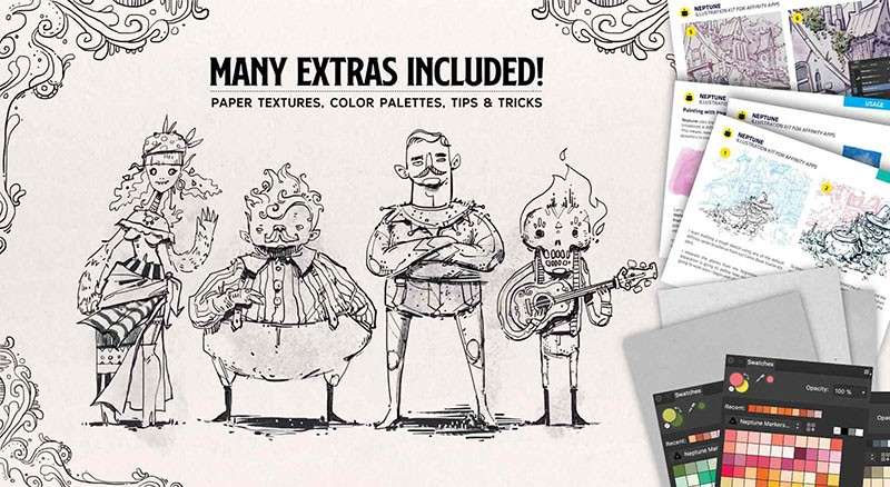 Affinity儿童绘本马克笔和水墨画笔套装 笔刷资源 sucaiwan.com