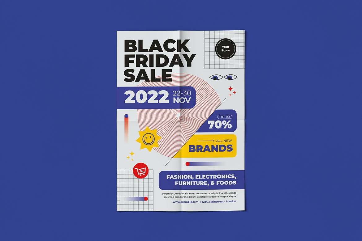 黑五周末促销海报素材 Black Friday Flyer 设计素材 sucaiwan.com