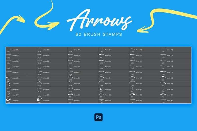 60个手绘箭头Photoshop笔刷 笔刷资源 sucaiwan.com