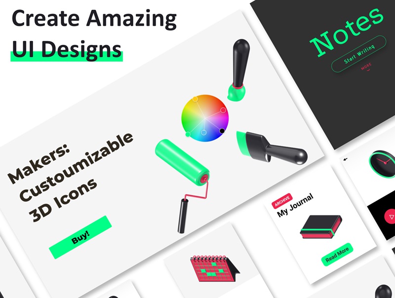 25套高分辨率可编辑Figma创意3D办公用品文具图标集合 Makers – 3D Icons 图标素材 第6张-素材湾丨精选海外优质设计素材资源 25套高分辨率可编辑Figma创意3D办公用品文具图标集合 Makers – 3D Icons 图标素材 sucaiwan.com