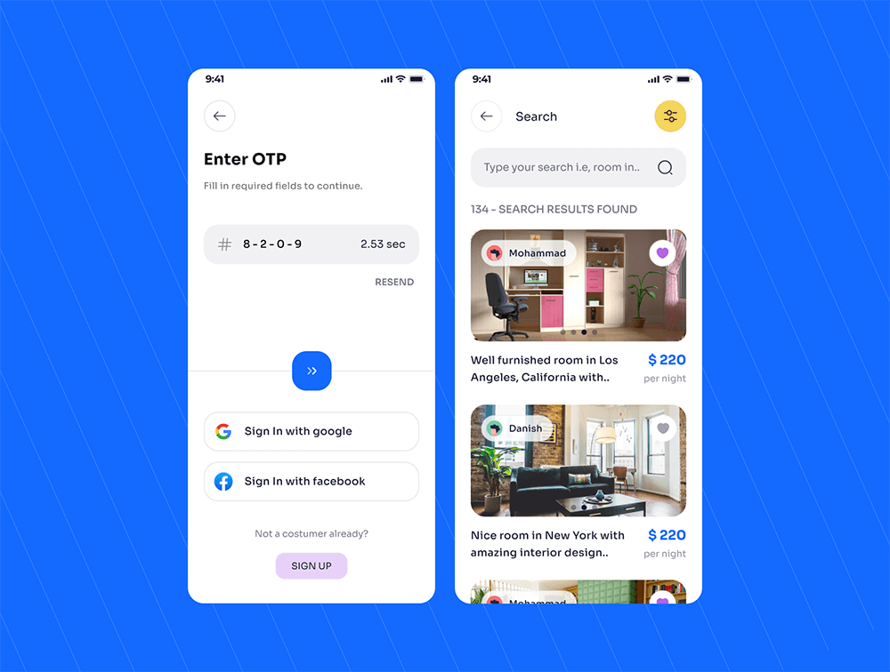 房间预订App应用程序UI套件 APP UI sucaiwan.com