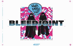 潮流复古做旧艺术半色调颗粒印刷效果PS动作素材 BleedJoint Effect Action