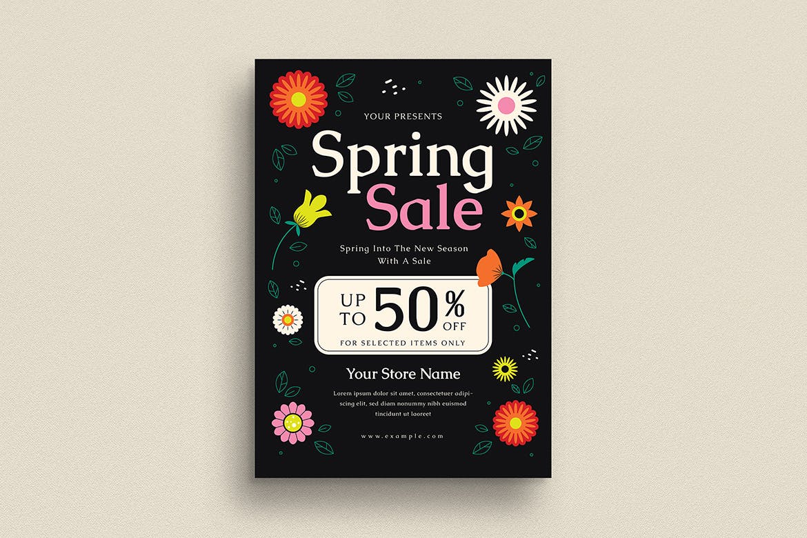 春季促销活动传单设计模板 Spring Sale Event Flyer Set 设计素材 sucaiwan.com