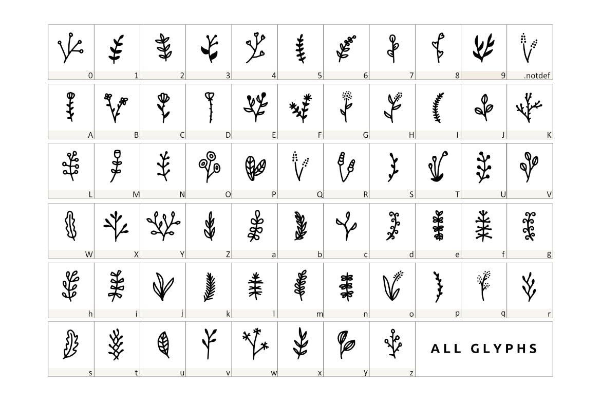 春天花卉涂鸦装饰字体素材 Spring Floral Dingbat 设计素材 sucaiwan.com