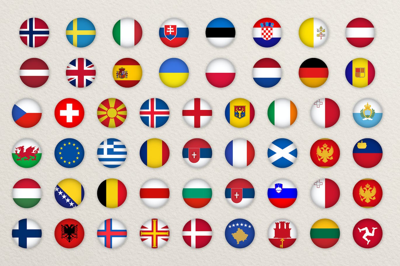 欧洲圆圈国旗系列图标集 Flags Icon Set. Europe Circled Flags Collection 图标素材 sucaiwan.com