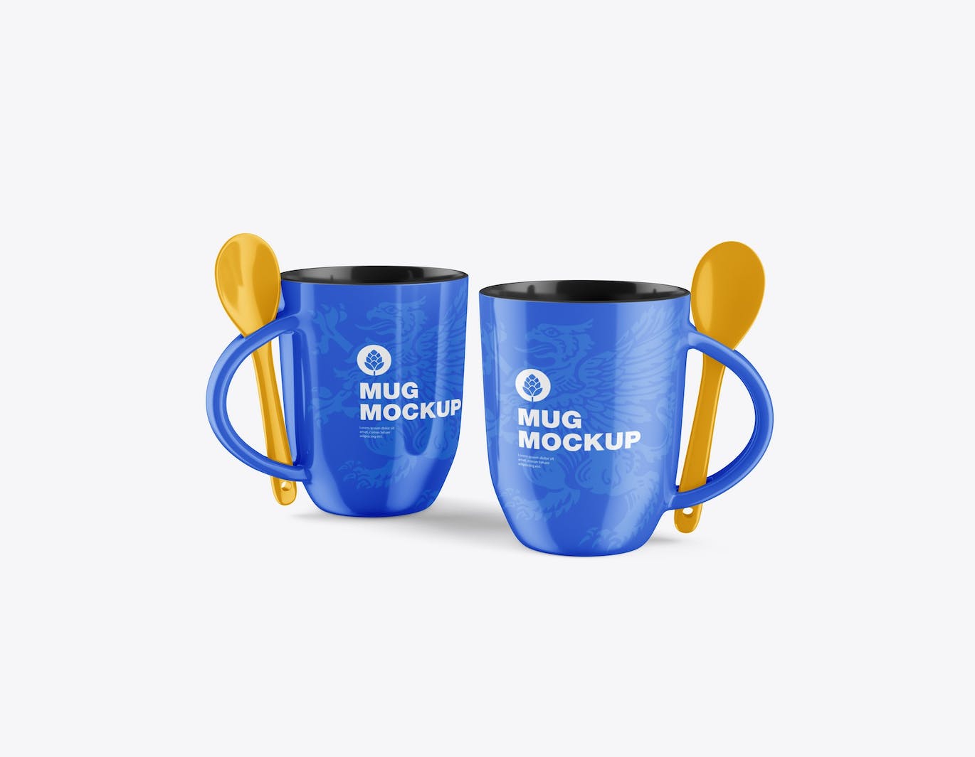带勺子的彩色马克杯杯身设计样机 Colorfull Mug with Spoon Mockup 样机素材 sucaiwan.com