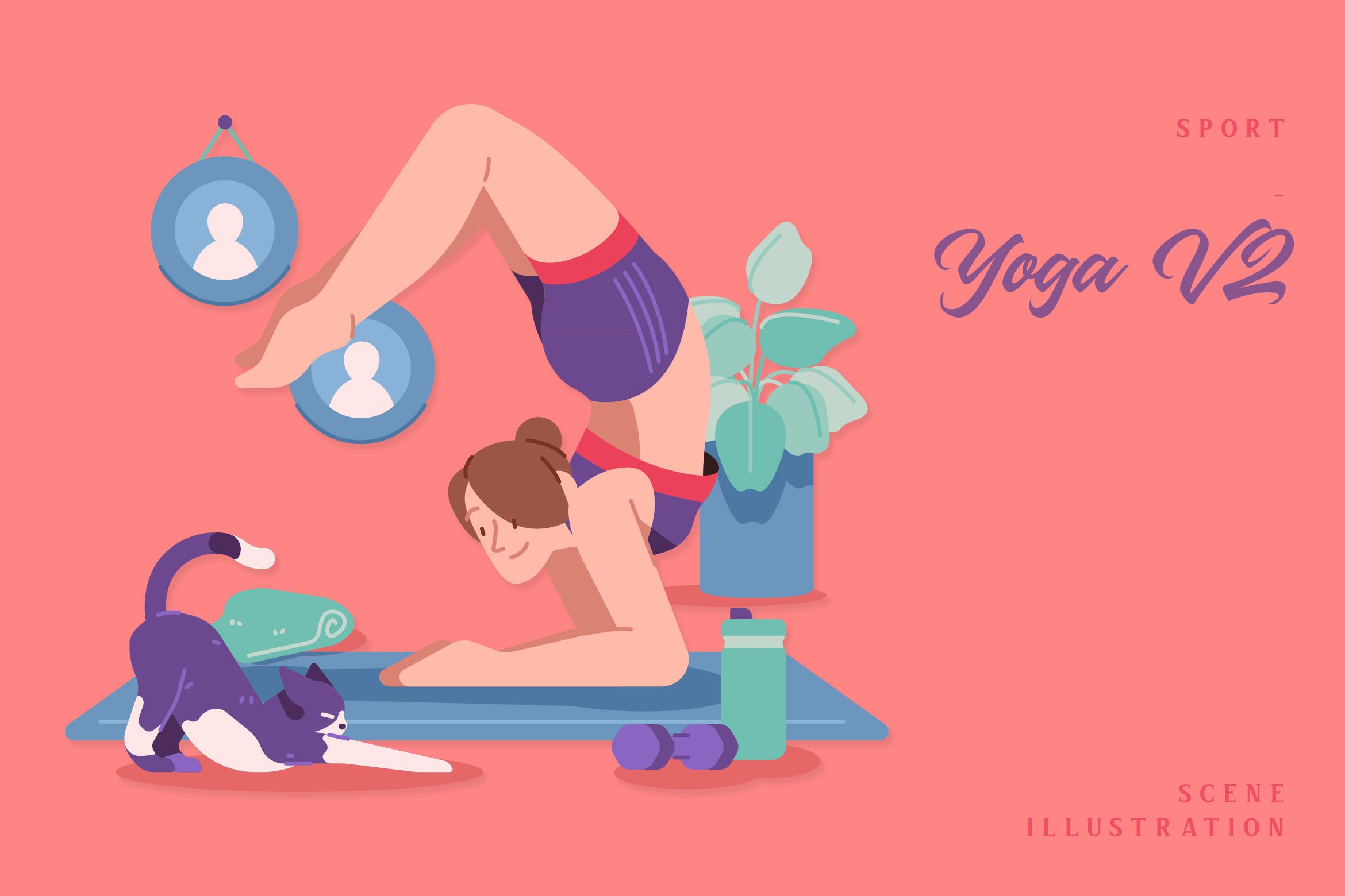 瑜伽运动场景插画v2 Sport – Yoga V2 Scene Illustration 图片素材 sucaiwan.com