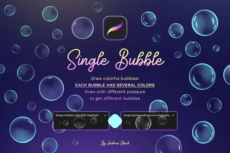 3D气泡艺术字Procreate笔刷 笔刷资源 sucaiwan.com