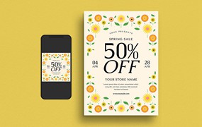 春季促销活动传单模板 Spring Sale Event Flyer Set